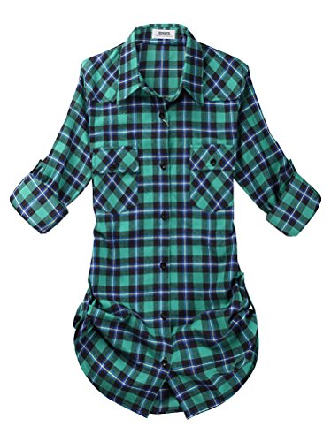 OCHENTA Women's Long Sleeve Button Down Classic Plaid Shirt