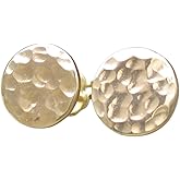 Yellow Gold Hammered Disc Stud Earrings