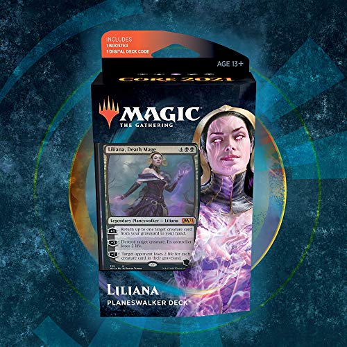Magic The Gathering Avatar The Last Airbender Magic: The Gathering Liliana  Death Mage Planeswalker Deck | 60-Card Starter Deck (Core Set 2021 M21)  Commander Deck