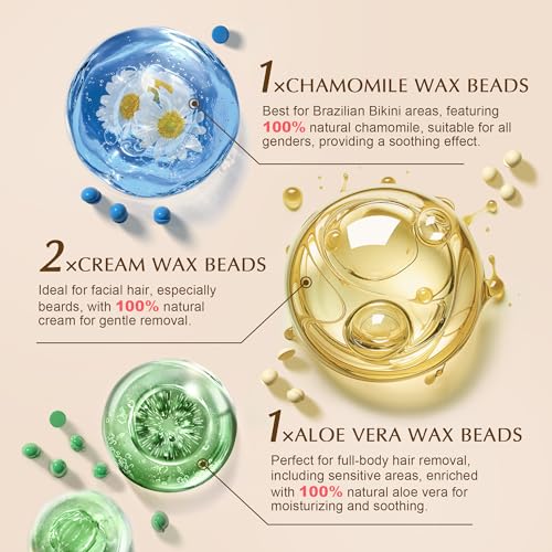 GIRLEARLE Premium Digital Waxing Kit for Women and Men, Wax Warmer Hair Removal at Home with Wax Beads & Silicone Pot, Target Different Types of Sensitive Skin Brazilian Bikini, Facial, Leg, Full body