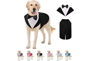 AOFITEE Dog Tuxedo Formal Dog Suit and Bandana Set, Gentle Dogs Wedding Party Suit Bow Tie Shirt, Tuxedo for Medium Dogs Cost