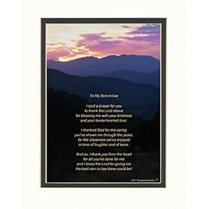 Son-in-Law Gift with “Thank You Prayer for Best Son in law” Poem. Mt Sunset Photo, 8×10 Double Matted. Special Birthday Gifts, Thank You Gift or Christmas Gift for Son-in-Law.