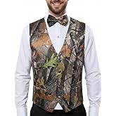 CYStailor Mens 5 Button Vests Outerwear Camouflage Color (Vest+Bowtie)
