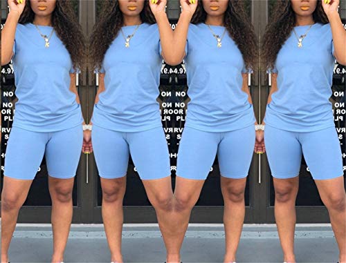 Women Short Sleeve Pure Loose Crop Top Shirt Casual Short Pants Casual Outfit Sportswear Short Sets