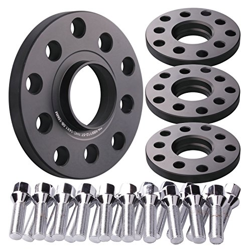 GDSMOTU 5x100 to 5x100 / 5X112 to 5x112 Hubcentric Wheel Spacers 15MM Thickness / 4pc with M14x1.5 Studs + 57.1mm Hub Bore for Audi Wheel Spacers/Volkswagen Wheel Spacers