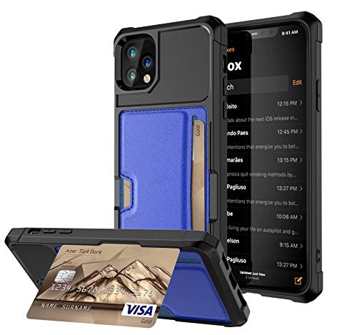 iPhone 11 Pro Max 2019 6.5 Case, Ranyi Carbon Fiber Wallet Case with Credit Card Holder Shock Absorbing Resilient TPU Rubber Defender Protective Case for 2019 6.5 Inch iPhone 11 Pro Max (Blue) - Thumbnail 7
