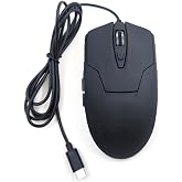 CBUS Wired USB C Mouse, 6-Button Quiet Click Computer Mouse - 4 DPI Speeds, Ergonomic, LED Backlight - Compatible with Mac, Chromebook, HP, DELL XPS, ASUS, Surface, Silent Gaming Mouse Type-C Wired