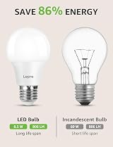 Lepro E27 LED Bulbs 60W Equivalent 8.5W 806lm Warm White 2700K Pack of 12 view 3