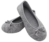 HomeTop Women’s Elegant Cashmere Knitted Memory Foam Indoor Ballerina House Slippers/Shoes