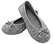 HomeTop Women's Elegant Cashmere Knitted Memory Foam Indoor Ballerina House Slippers/Shoes Grey