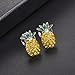 Lux Accessories Fruit Cocktail Pave Pineapple Stud Earrings