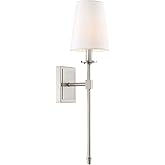 Kira Home Torche 20" Wall Sconce/Wall Light + Linen Shade, Brushed Nickel Finish
