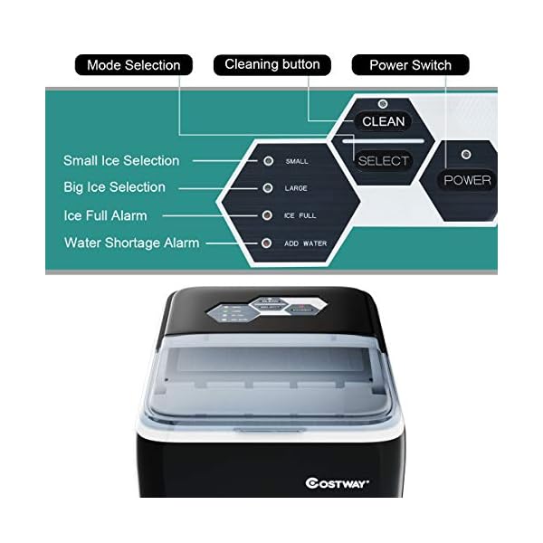 COSTWAY Countertop Ice Maker, 44LBS/24H Ice Machine with Selfclean