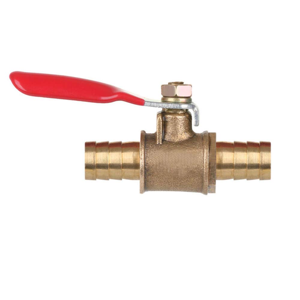 ExcInter 10mm Hose Barb Inline Water/Air Gas Fuel Line Shut-Off Brass Ball Valve 180 Degree Operation Handle