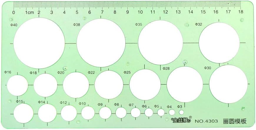 uxcell Geometric Drawing Template Measuring Ruler Round Shape 18cm for Drawing Engineering Drafting Building Office Supplies : Office Products