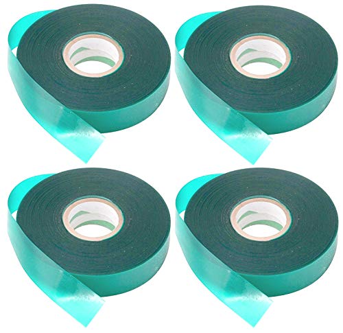 4 Rolls – Extra Wide Plant Tie Tape 150 FT x 1″ Heavy Duty 8 MIL, Stretch Plant Ribbon Garden Green Vinyl Tie Stake