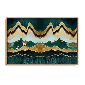 Framed Canvas Home Artwork Decoration Abstract Mountain Nature Scenery Canvas Wall Art for Living Room, Bedroom - 16x24 inches