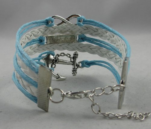 Jovana Vintage Handmade Infinity Silver 8 Owl Leaf Bird Leather Bracelet Wristband New