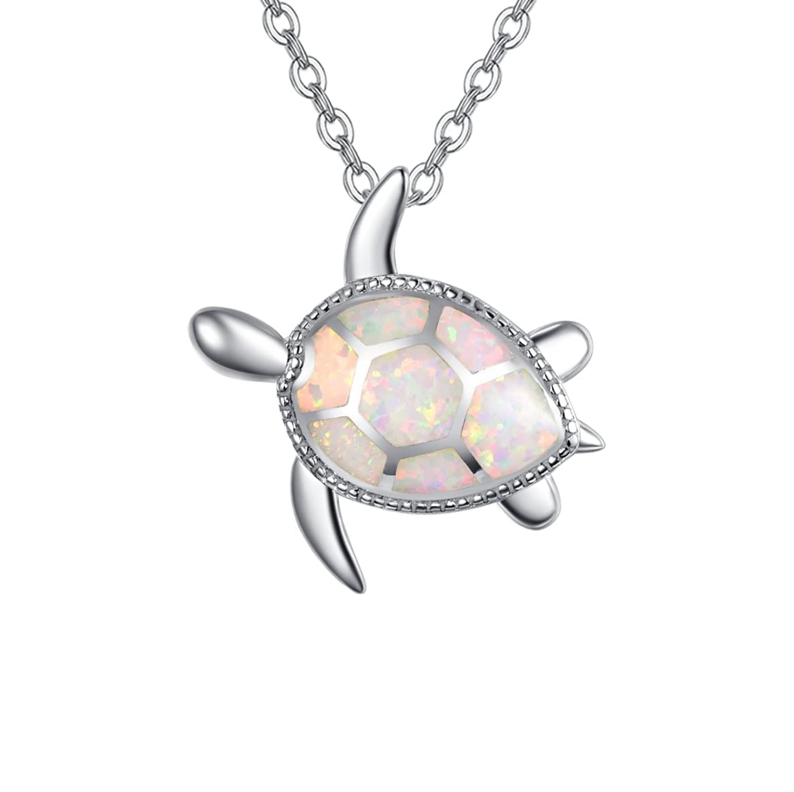 praymos Valentines Gifts for Her Turtle Necklace for Women Opal Pendant Necklace 925 Sterling Silver Turtle Gifts for Women Girls — image 1