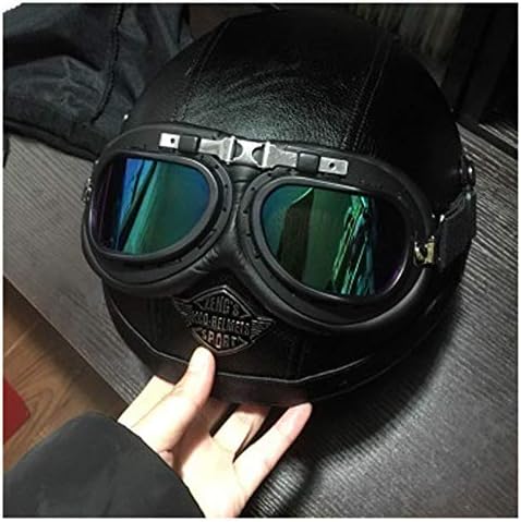 オートバイ用ヘルメットゴーグル付きオープンジェットヘルメット 男性用と女性用のレトロパンクハーフヘルメットスクーターヘルメット Ece認証 手作りの取り外し可能な ピンク Pr365 Hr