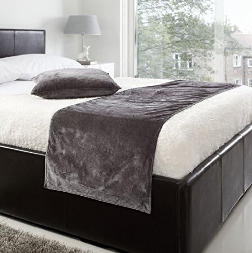 VENICE SILVER 19X78 DEEP PILE VELVET BED RUNNER #TEVLEV *AS*