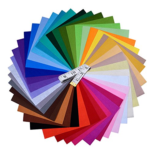 eBoot 40 Pieces DIY Polyester Felt Nonwoven Fabric Sheet 30 x 30 cm/ 12 x 12 inches for Craft Handwork Assorted Colors and 150 cm Soft Tape Measure