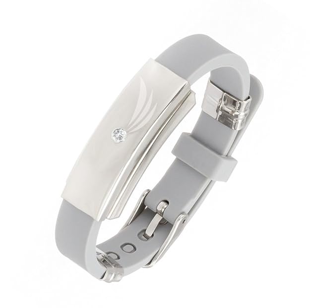 Pro Ion Silikon Magnetarmband Silbergrau 3 Wings Bionic Ionen mit Swarovski Kristall gravierbar Energetix 4you Energetix 4you