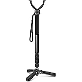 CVLIFE Hunting Monopod Shooting Stick, Shooting Rest Hunting Tripod Gun Rifle Rest, Adjustable Aluminum 20.5"-66.1" with Tiltable and Rotatable Tri-Stand Tripod Base and Rubber V Yoke for Outdoor