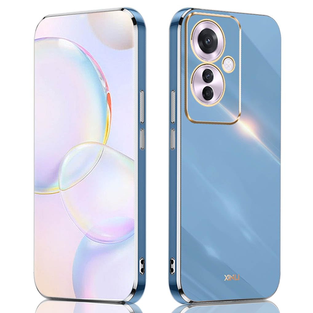 SEAHAI Case for OPPO Reno 11F 5G (Reno11 F 5G), Ultra Thin Premium TPU Bumper Shockproof Soft Cover Electroplating Phnom Penh Design Silicone Skin Slim Case, Blue