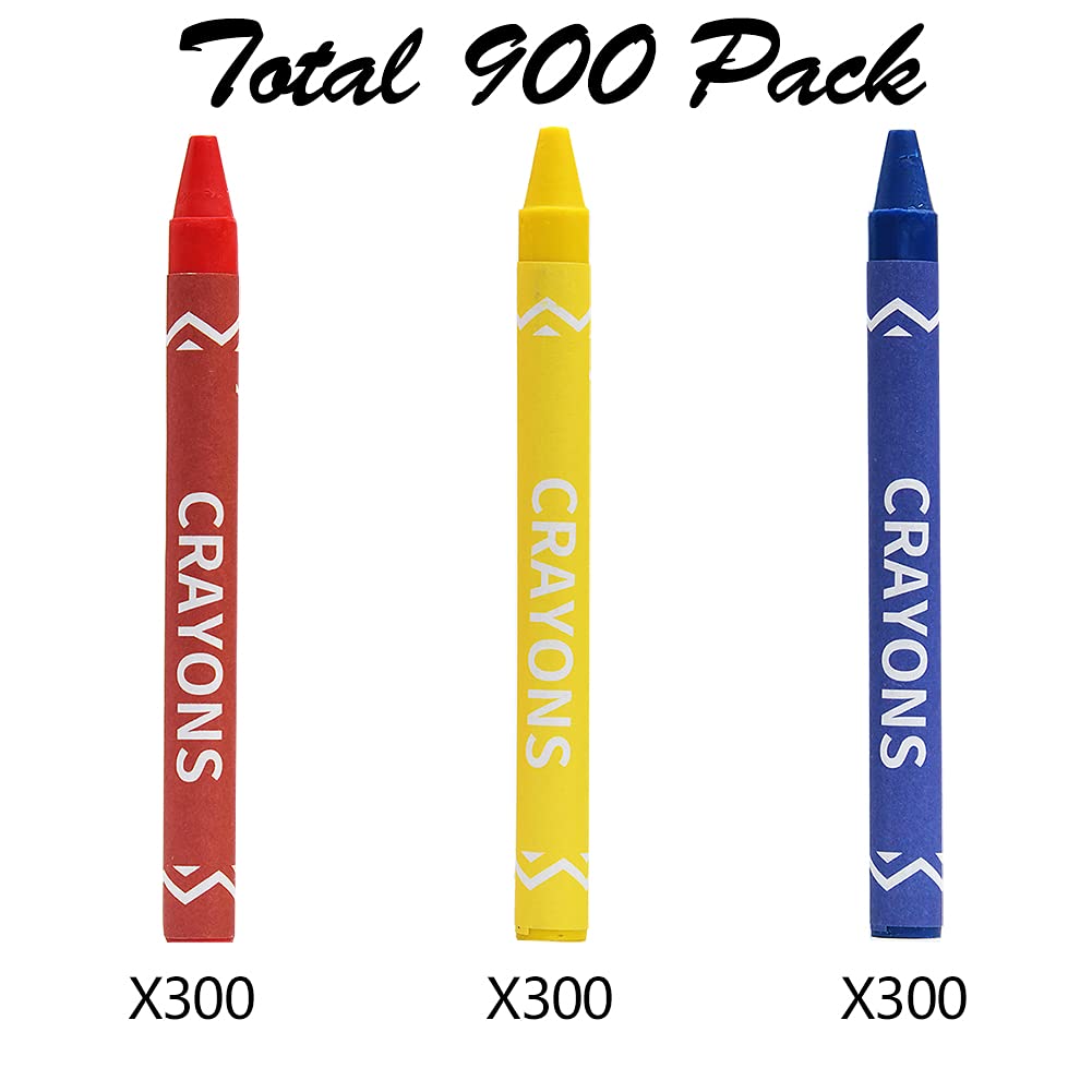 Madisi Crayons Bulk Pack, Regular Size, 3 Colors, 300 Packs, 900 Count