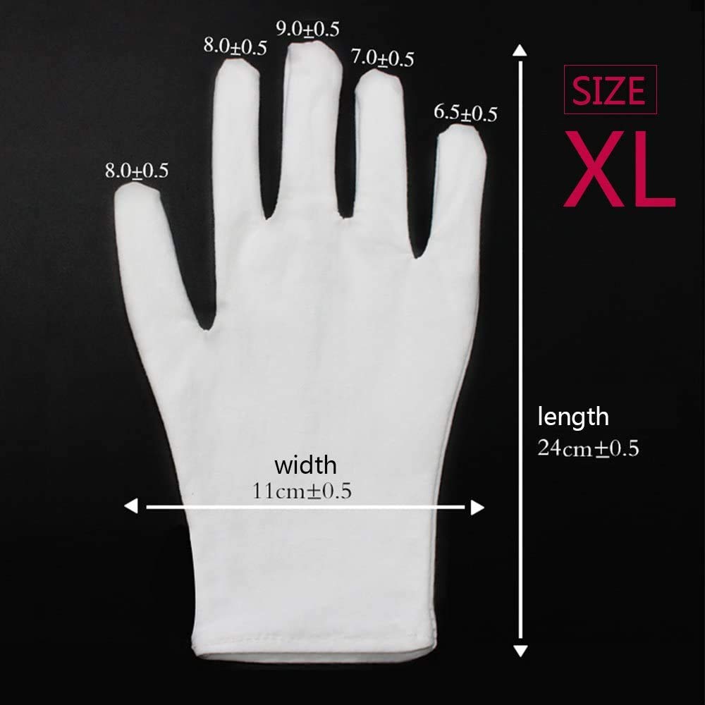 3 Pair Pure Cotton White Gloves Inspection Jewelry Health Daily Work Gloves Stretchable Lining Glove for Men Women - Image 3