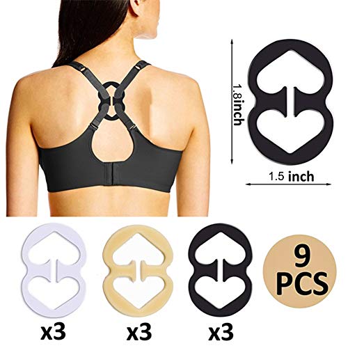 Women's Bra Strap Clips Set - 3 Pairs Silicone Bra Strap Cushions Holder | Non-Slip Shoulder Protectors Pads, 3Pcs Bra Hook Strap Bra Extender, 9Pcs Bra Strap Clips
