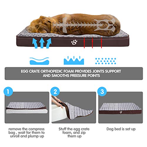 FAREYY Orthopedic EggCrate Foam Dog Bed for Medium Large Dogs Up to 50