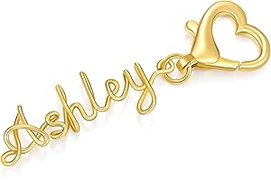 Handmade Custom Bag Charm for women - Purse Charm - Personalized Letter Name Keychain with Heart Clasp - Baby Diaper Backpack