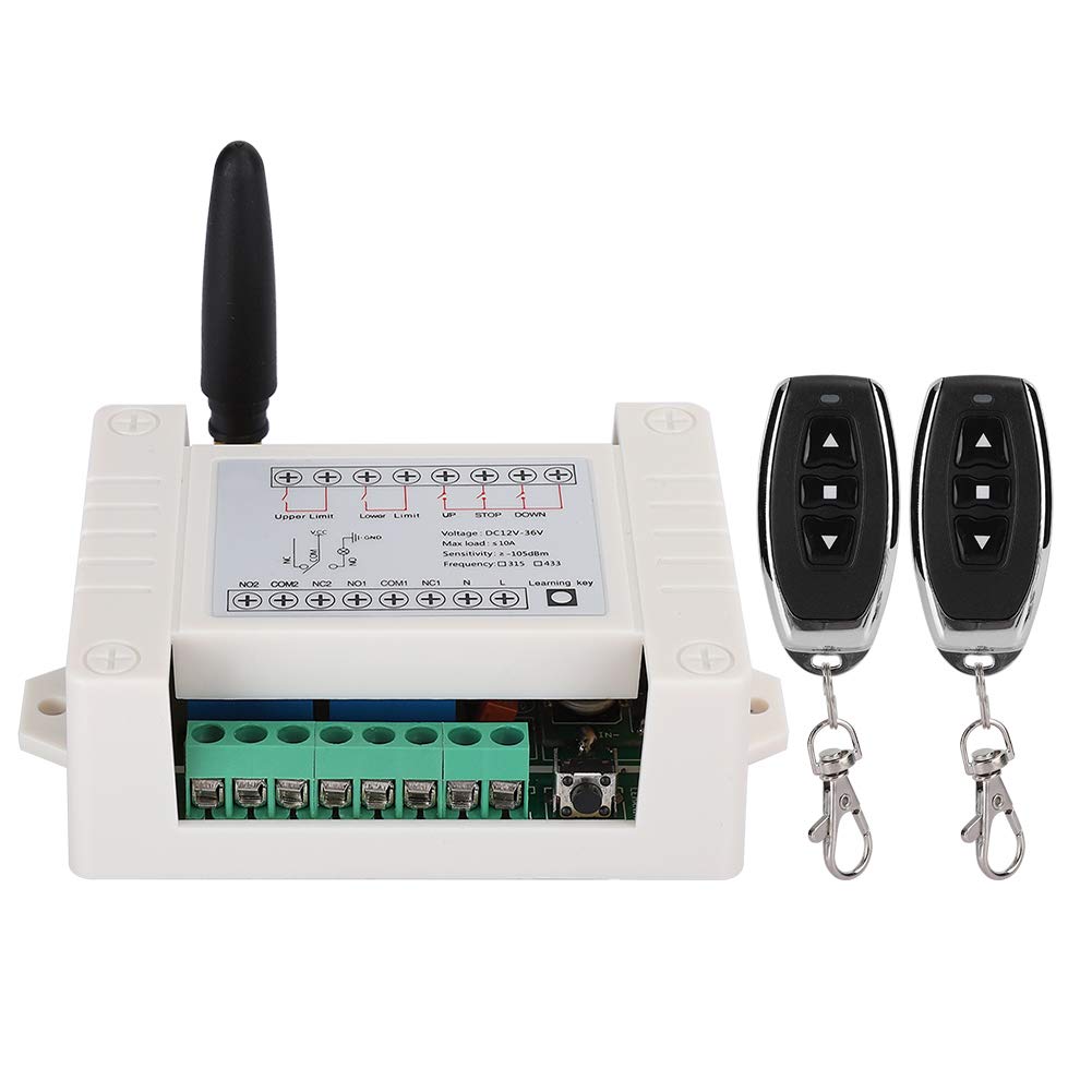 2CH 433Mhz RF Wireless Remote Control, Motor Forward and Reverse Road Gate Electric Door Two Switch Controller, Light Momentary Switch Transmitter with Receiver