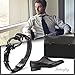 JINBAOYING Leather Bracelet Mens Black Braided Genuine Leather Bracelet with Stainless Steel Wristband Cuff Bracelet, 8.7 inch