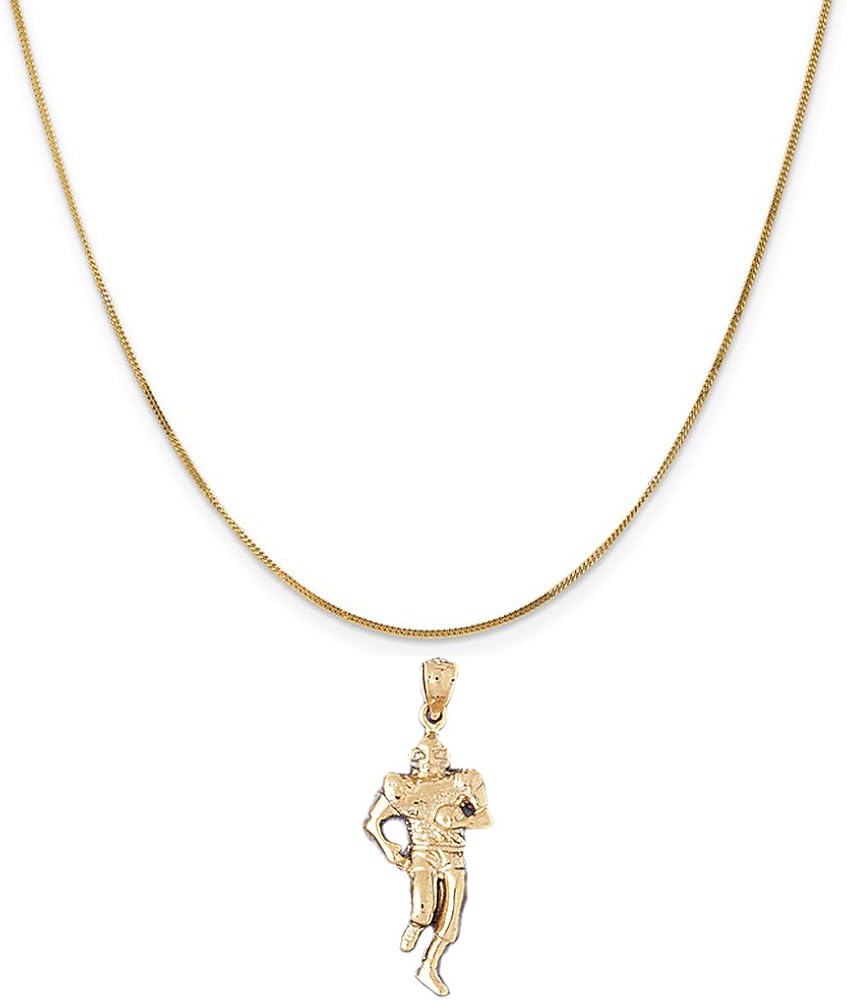 14k Yellow Gold Football player Pendant on a 14K Yellow Gold Curb Chain