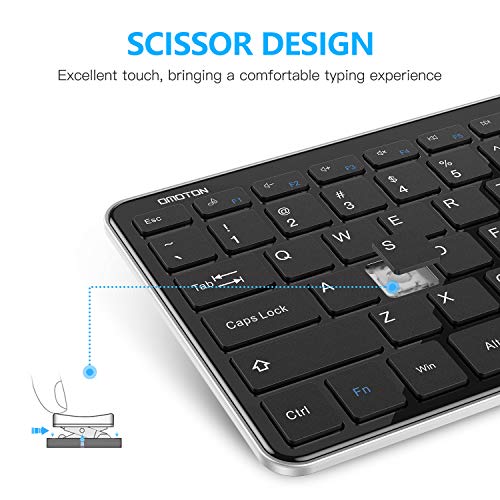 OMOTON Wireless Keyboard and Mouse Combo, Numeric Keypad/ Multimedia