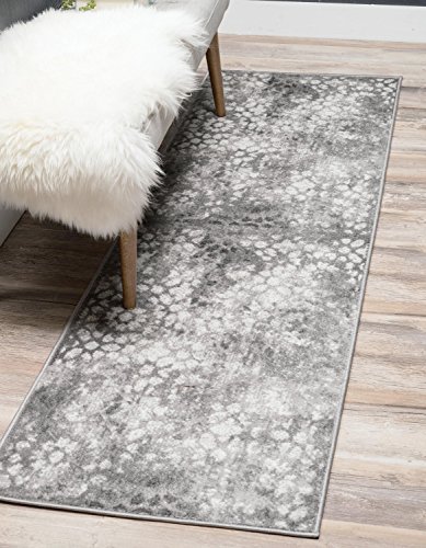 Unique Loom Sofia Collection Dark Gray 2 x 13 Runner Area Rug (2' x 13')