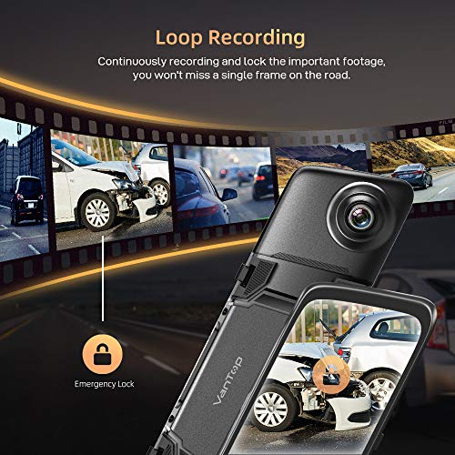 VanTop H612 12" 2.5K Mirror Dash Cam w/ Voice Control, GPS Tracking