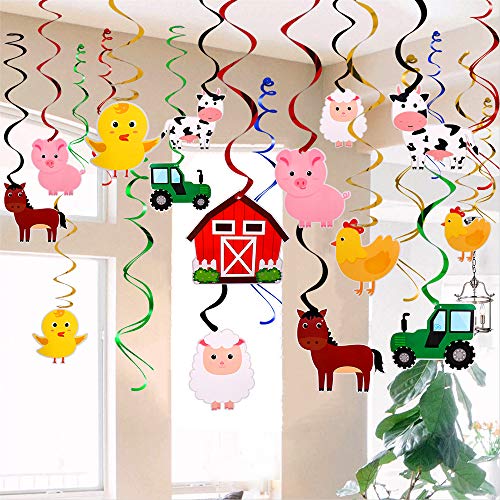 Farm Animal Hanging Swirls Party Ceiling Decorations Barnyard Theme Birthday Baby Shower Decor Event Supplies 30CT - Thumbnail 5