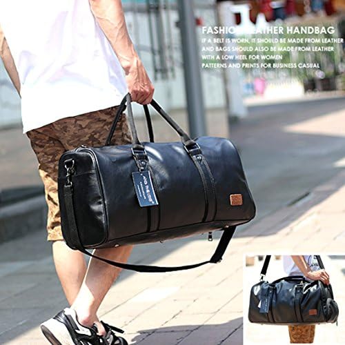 Weekender Oversized Travel Duffel Bag With Shoe Pouch, Leather Carry On Bag 6 Weekender Oversized Travel Duffel Bag With Shoe Pouch, Leather Carry On Bag