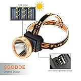 Solar Rechargeable LED Headlamp with Power Bank,SGODDE Super Bright 3 Modes Waterproof Head torch Headlight,Adjustable Elastic Headband for Outdoor Hiking Camping Fishing Cycling Running Walking