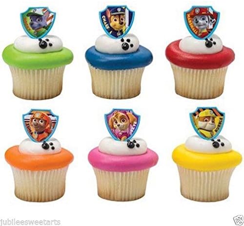WONTTERFLY 12 COUNT PAW PATROL RUFF RUFF CUPCAKE TOPPERS RINGS PARTY FAVORS