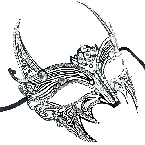 New Wolverine Men & Women Unisex Mask Laser Cut Venetian Halloween Masquerade Mask Costume Extravagant Inspire Design (BK W/ ALL DIAMOND AROUND)