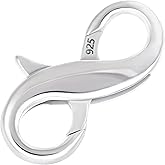 HINZIC 925 Sterling Silver Oval Necklace Shortener Clasp, Double Opening Tiny Carabiner Snap Clip Valentines Wedding Bracelet Ring Connector Lock for Women Jewelry Making - 1pcs