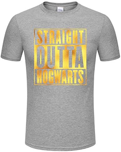 SPGBTees Gold Foil Men's Straight Outta Hogwarts T-shirt Grey Color XXXL-Size