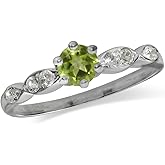 Silvershake 5mm Round Shape White Gold Plated 925 Sterling Silver Engagement Ring