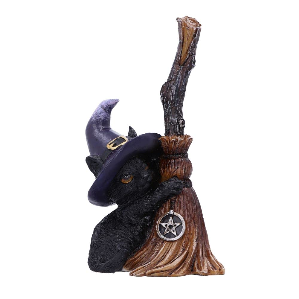 Nemesis Now Familiars Broom Cat Figurine 11.5cm, Purple