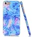 BAISRKE Light Blue Marble Design Clear Bumper TPU Soft Rubber Silicone Cover Phone Case Compatible with iPhone 7 (2016) / iPhone 8 (2017) [4.7 inch]